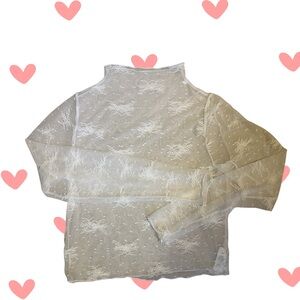 Aerie Sheer Lace Long-Sleeve Top - White